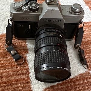 Canon FTb QL 35mm SLR film camera with 62mm Hoya lense
